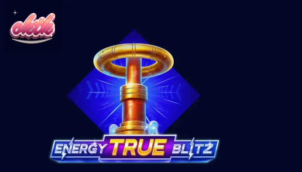Energy True Blitz স্লট গেমের নিয়ন এবং ইলেকট্রিক থিমযুক্ত গ্রাফিক্সের একটি দৃশ্য।